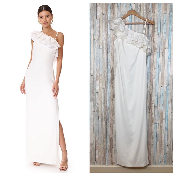 New Badgley Mischka 4 One Shoulder Gown Wedding